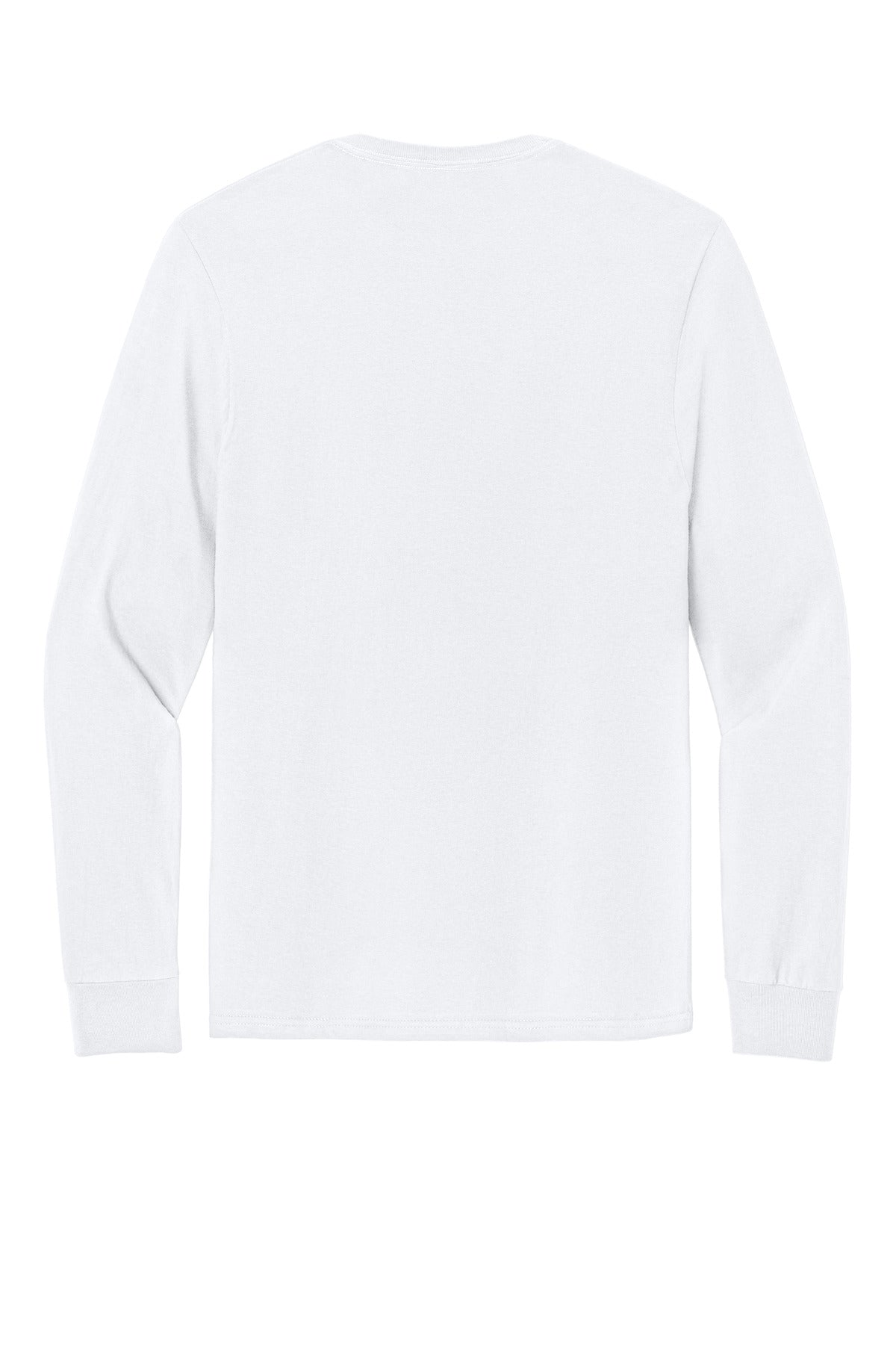 Rear View of White Jerzees Ultimate Unisex Ring Spun Long Sleeve T-Shirt IC46L