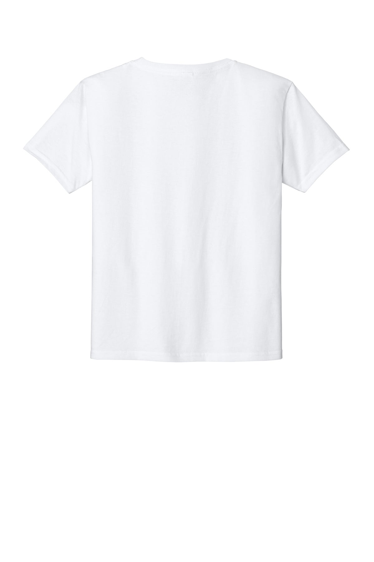 Rear View of White Jerzees Ultimate Youth Ring Spun T-Shirt IC46B