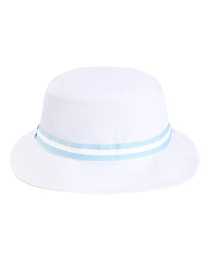 Rear View of White/ Light Blue The Oxford Performance Bucket - 1371P