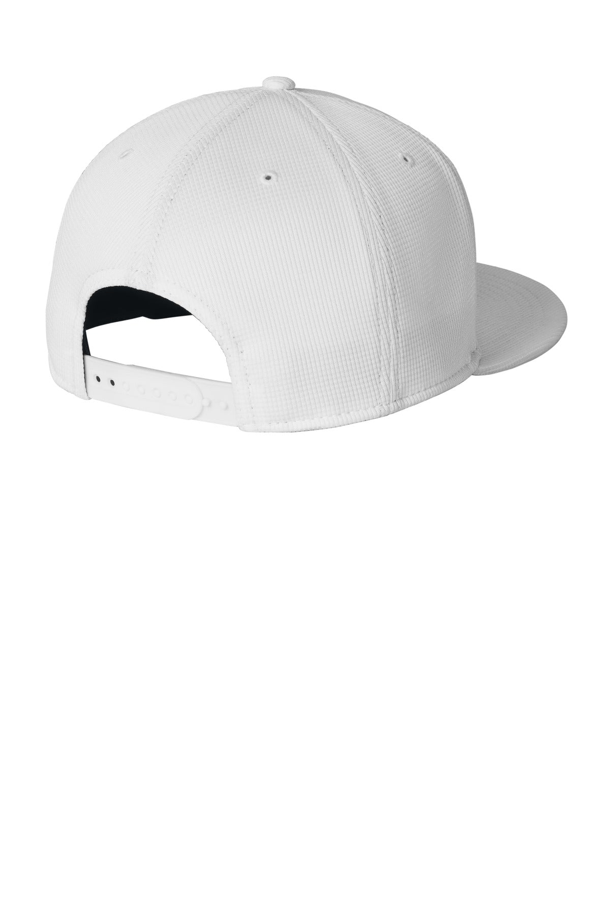 Rear View of White New Era Pivot Flat Bill Snapback Cap NE409