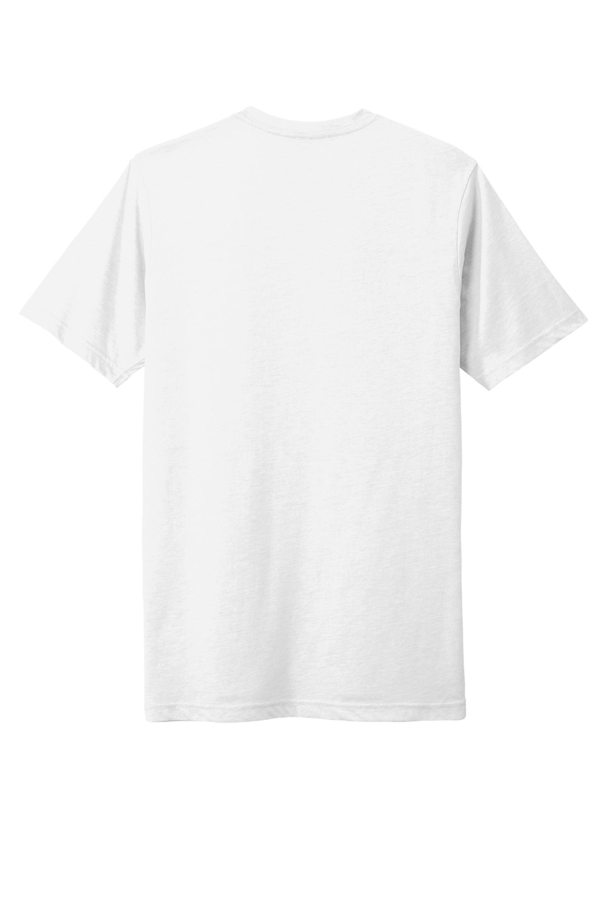 Rear View of White Next Level Apparel Adult Poly/Cotton Tee. NL6200