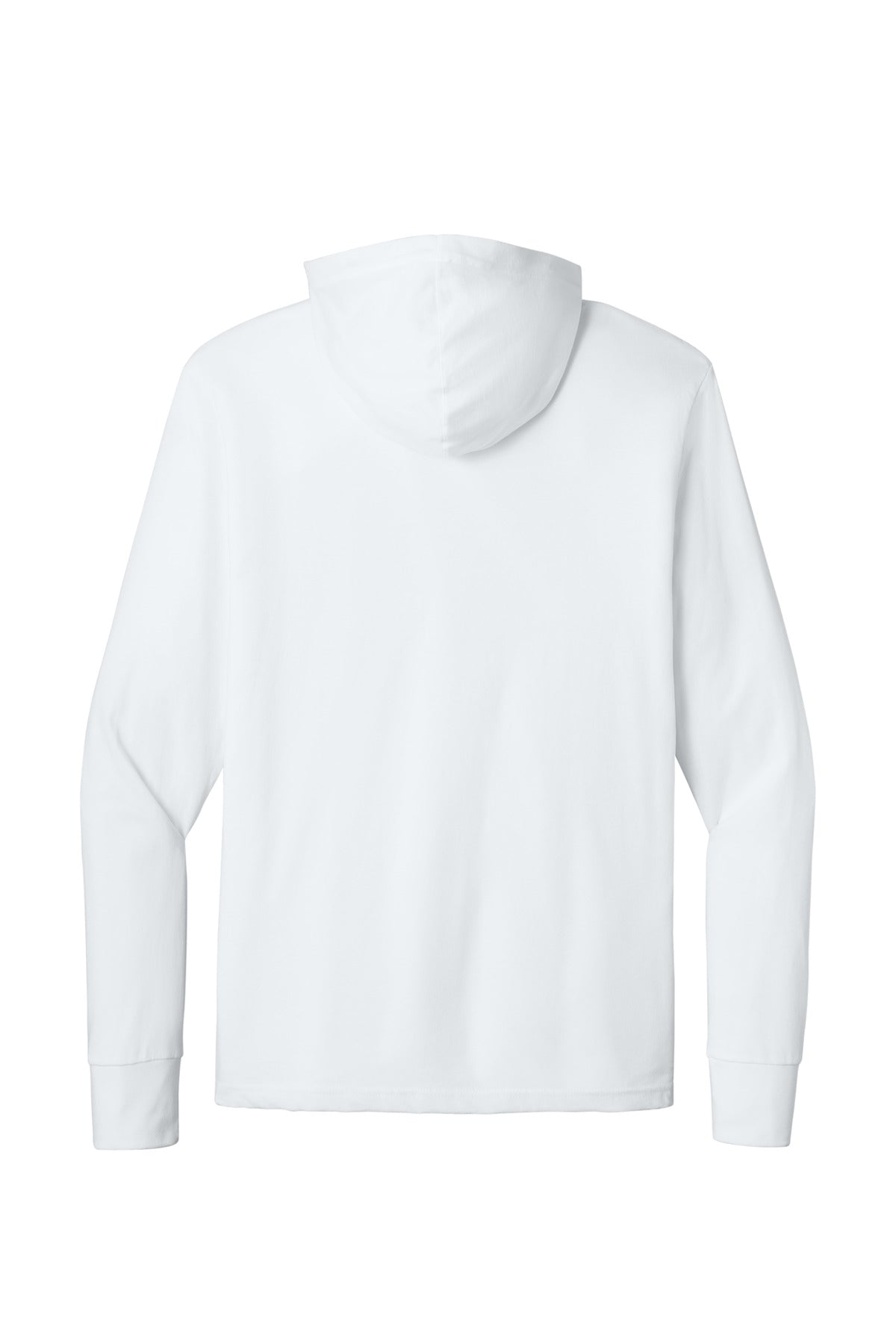 Rear View of White Next Level Apparel CVC Long Sleeve Hoodie NL6221