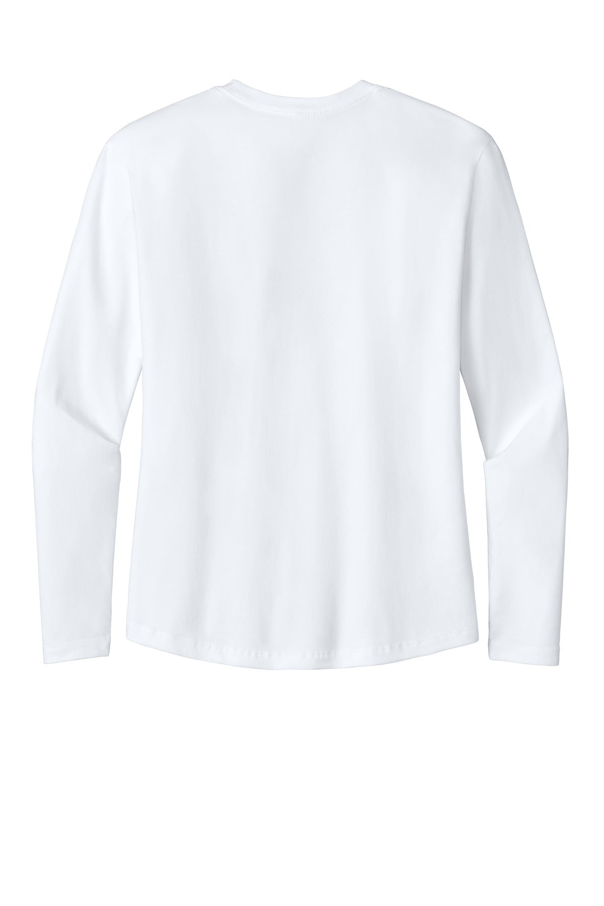 Rear View of White Next Level Apparel Women's Cotton Relaxed Long Sleeve Tee NL3911