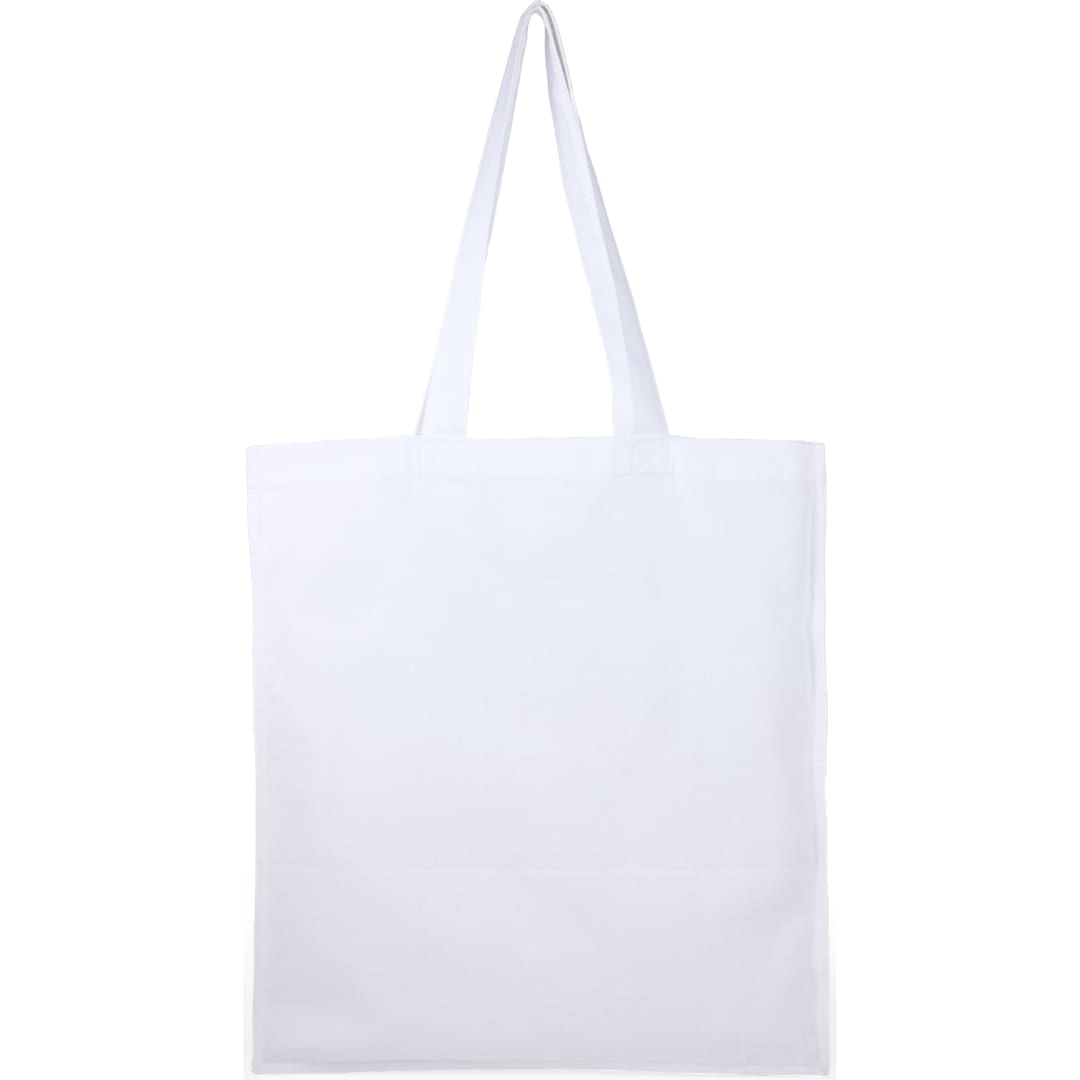 Rear View of White Organic 8oz Cotton Double Stitch Tote plain