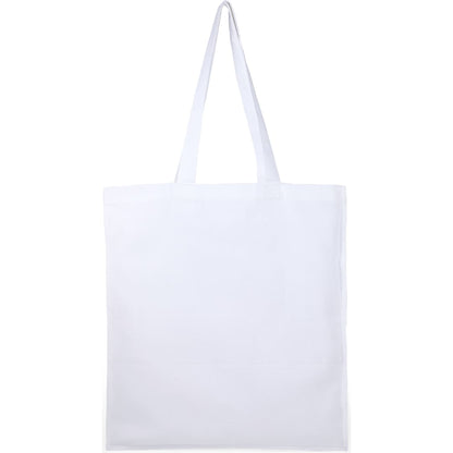 Rear View of White Organic 8oz Cotton Double Stitch Tote plain