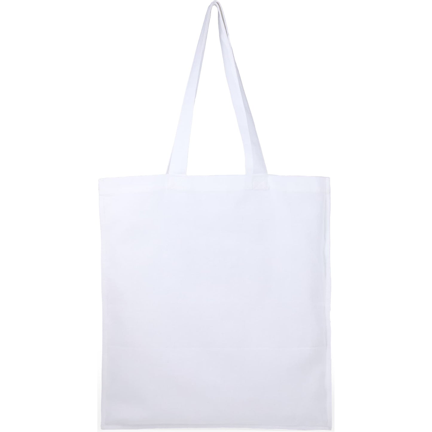 Rear View of White Organic 8oz Cotton Double Stitch Tote plain