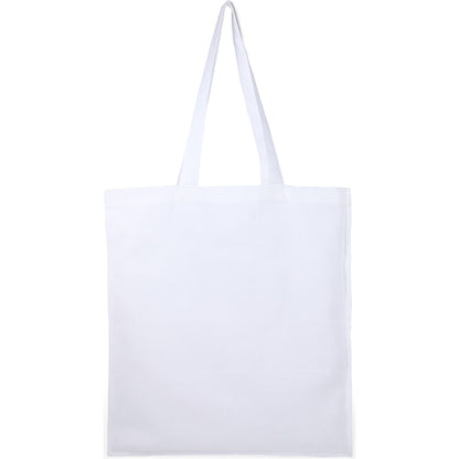 Rear View of White Organic 8oz Cotton Double Stitch Tote plain