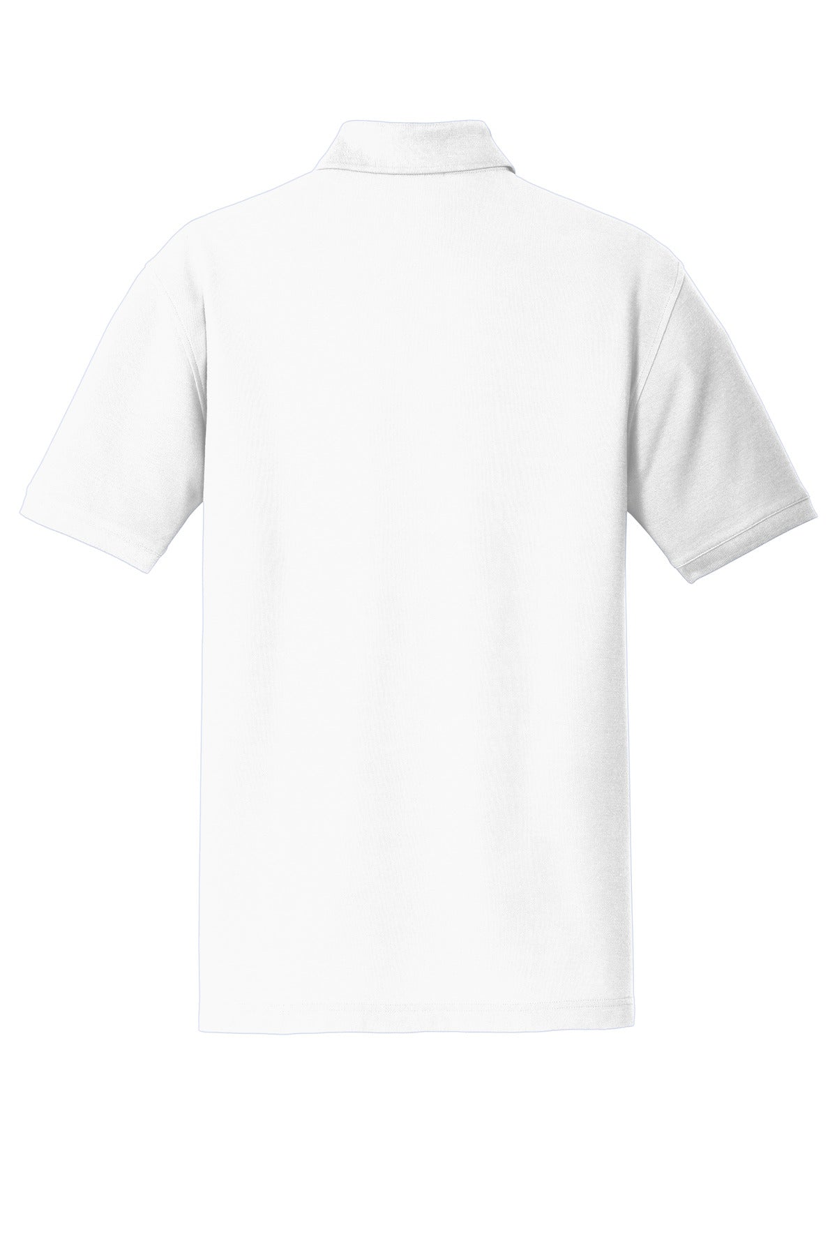 Rear View of White Port Authority Core Classic Pique Polo. K100