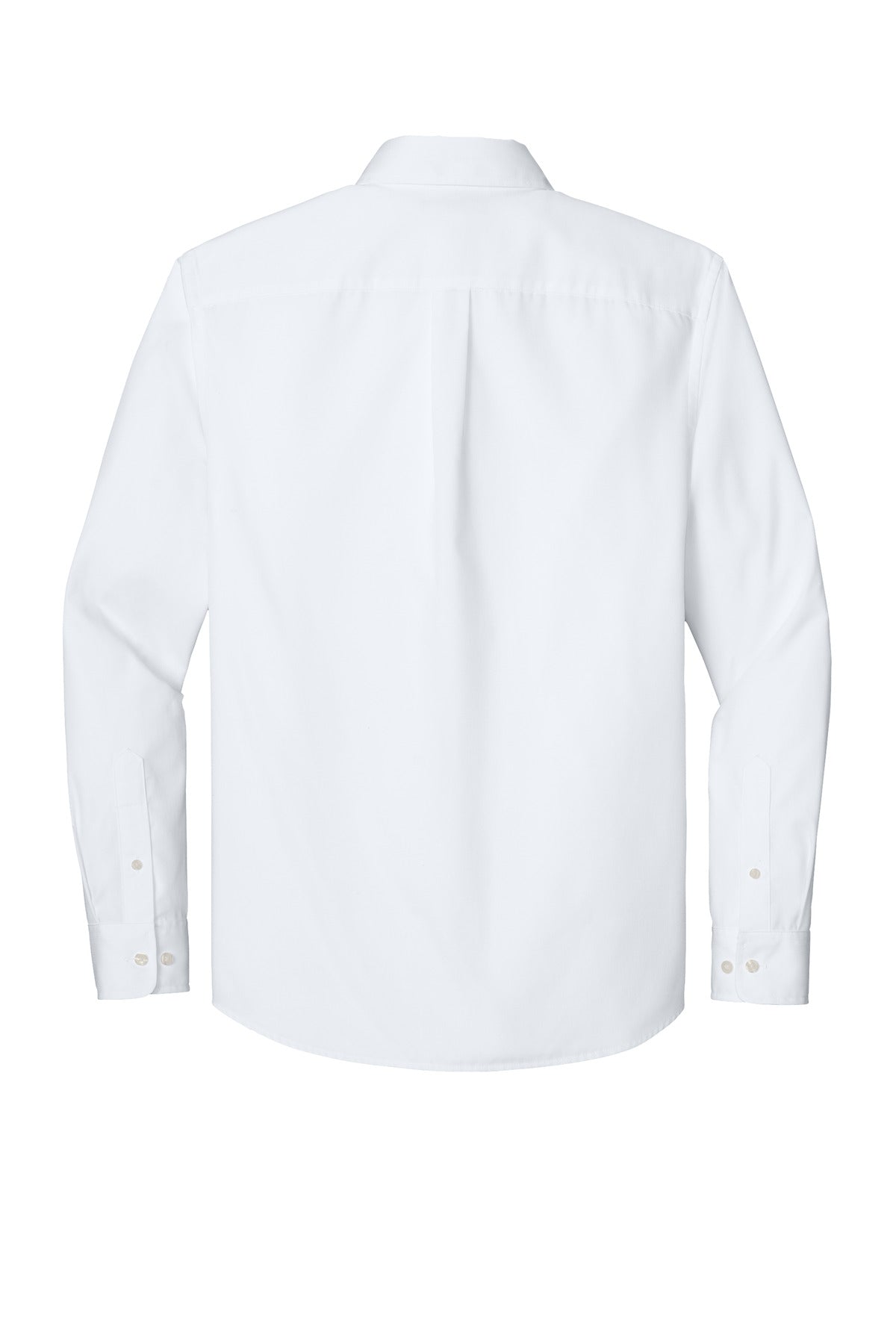 Rear View of White Port Authority Long Sleeve Nailhead Easy Care Shirt W816