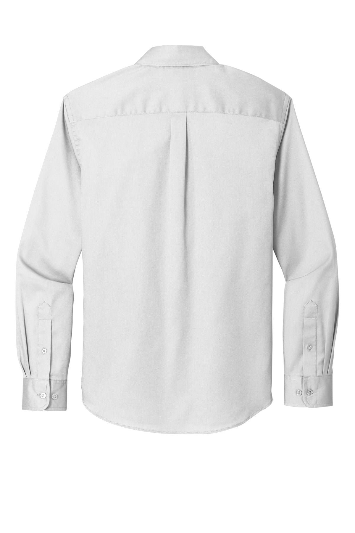 Rear View of White Port Authority Long Sleeve SuperPro React Twill Shirt. W808