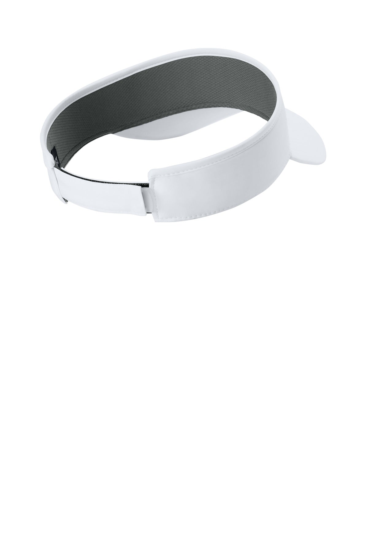 Rear View of White Port Authority Poly Visor C983