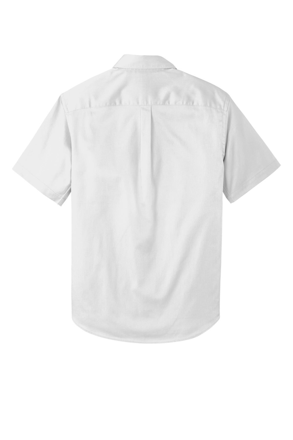 Rear View of White Port Authority Short Sleeve SuperPro React Twill Shirt. W809