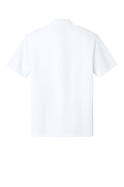 Rear View of White Port Authority Silk Touch Performance Polo. K540