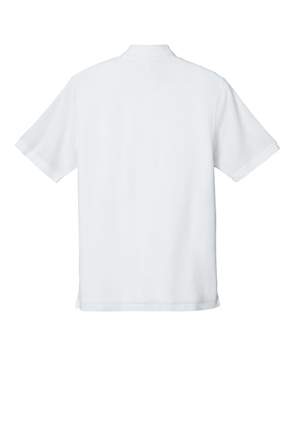 Rear View of White Port Authority Tall Wearever Signature Pique Polo TLK200