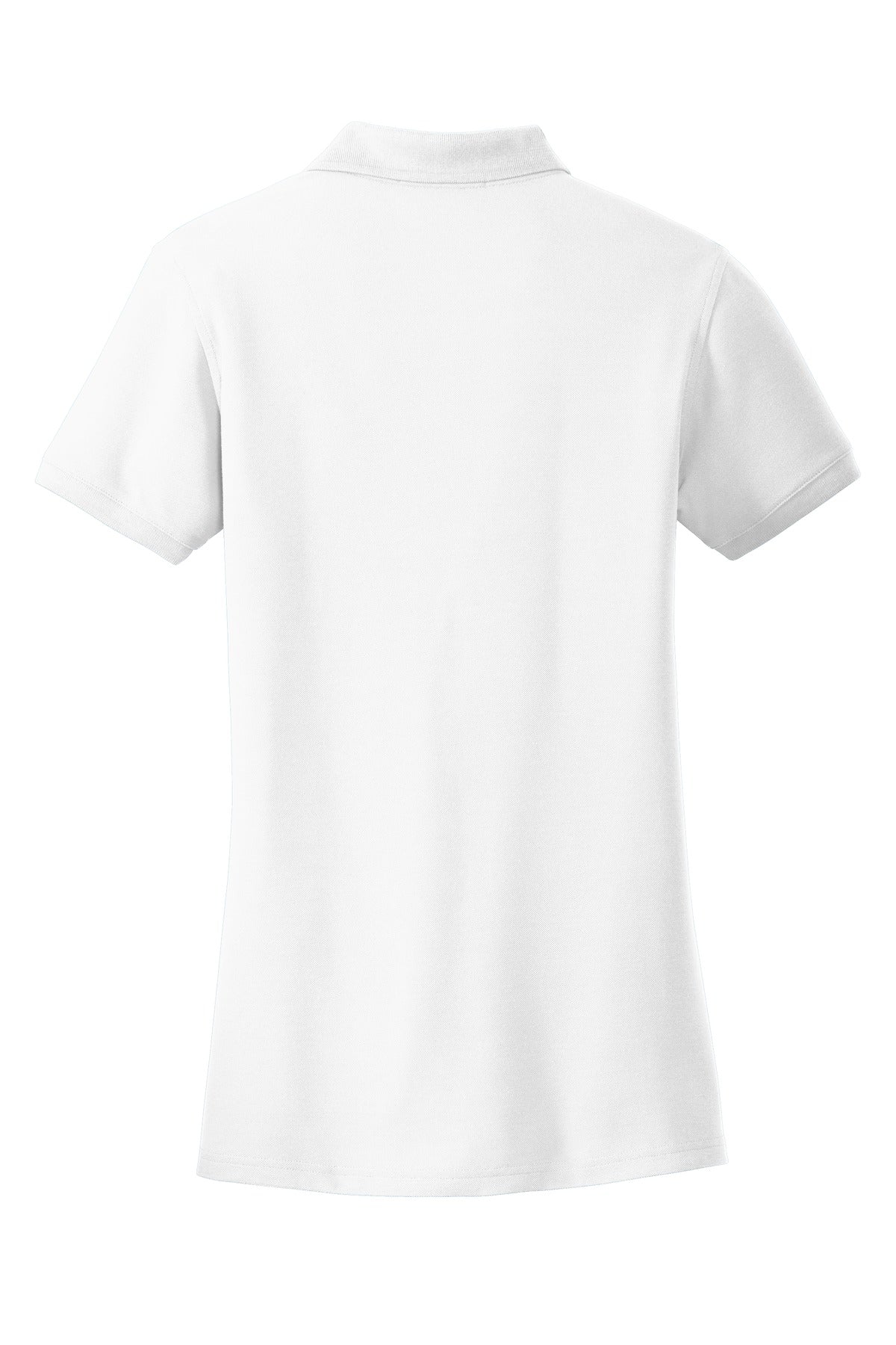 Rear View of White Port Authority Women's Core Classic Pique Polo. L100
