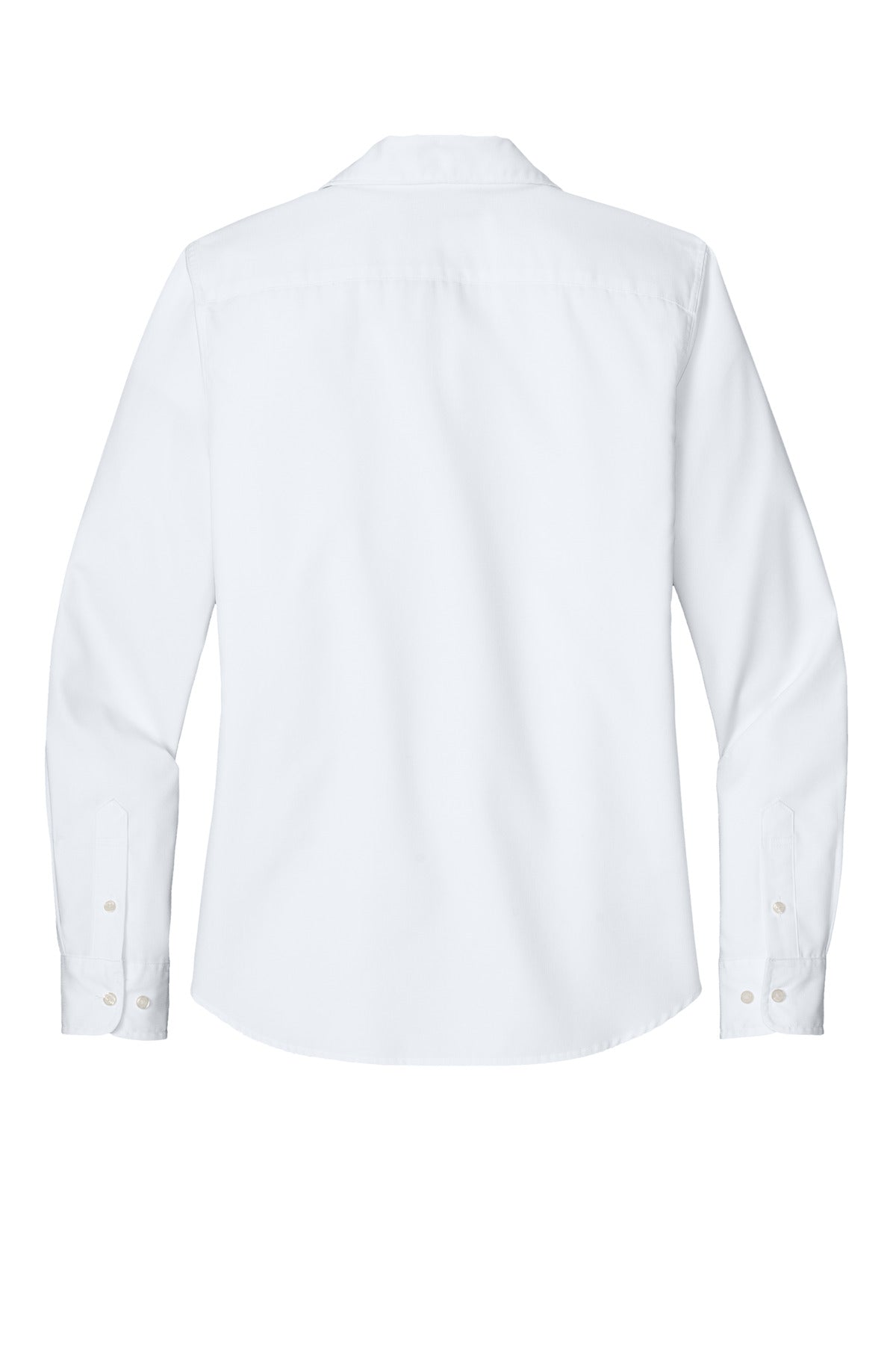 Rear View of White Port Authority Women's Long Sleeve Nailhead Easy Care Shirt LW816