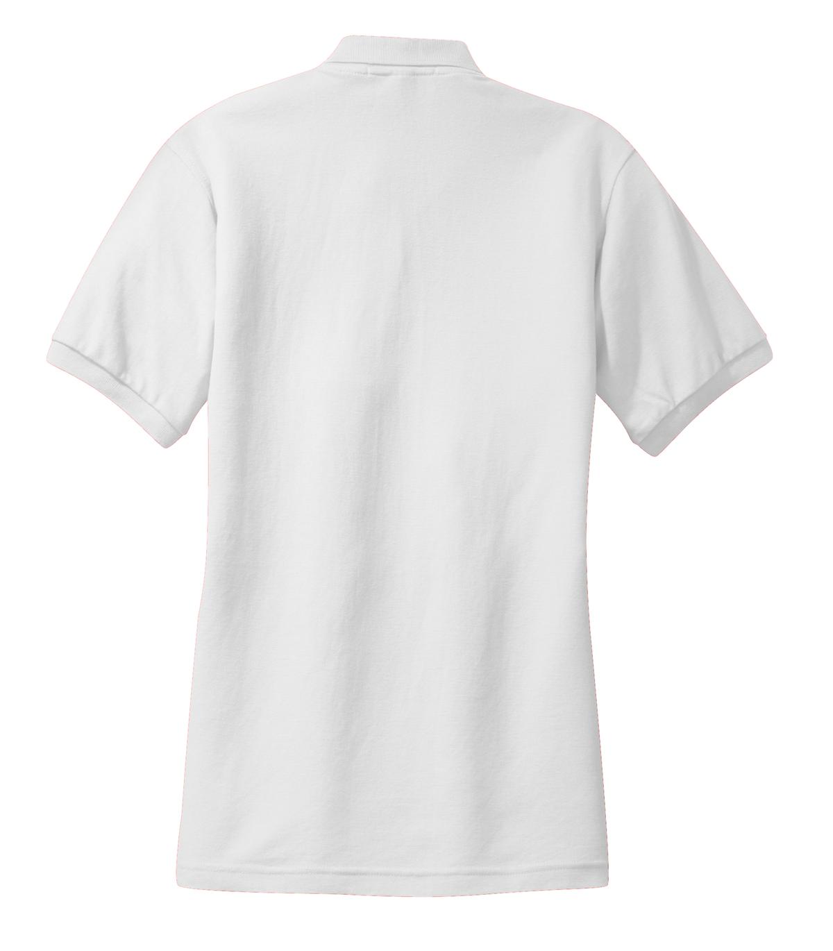 Rear View of White Port Authority Women's Silk Touch Polo. L500