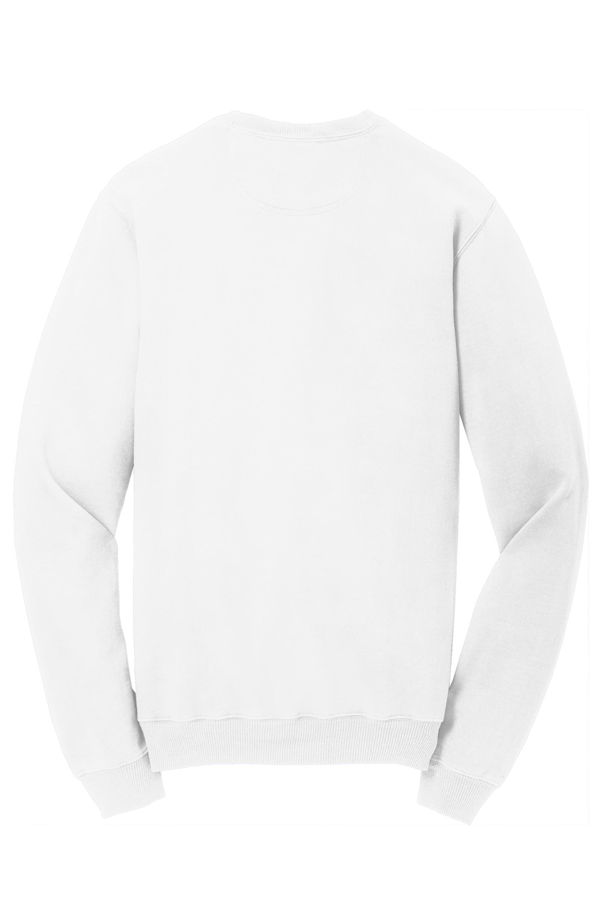 Rear View of White Port & Co Beach Wash Garment-Dyed Crewneck Sweatshirt PC098
