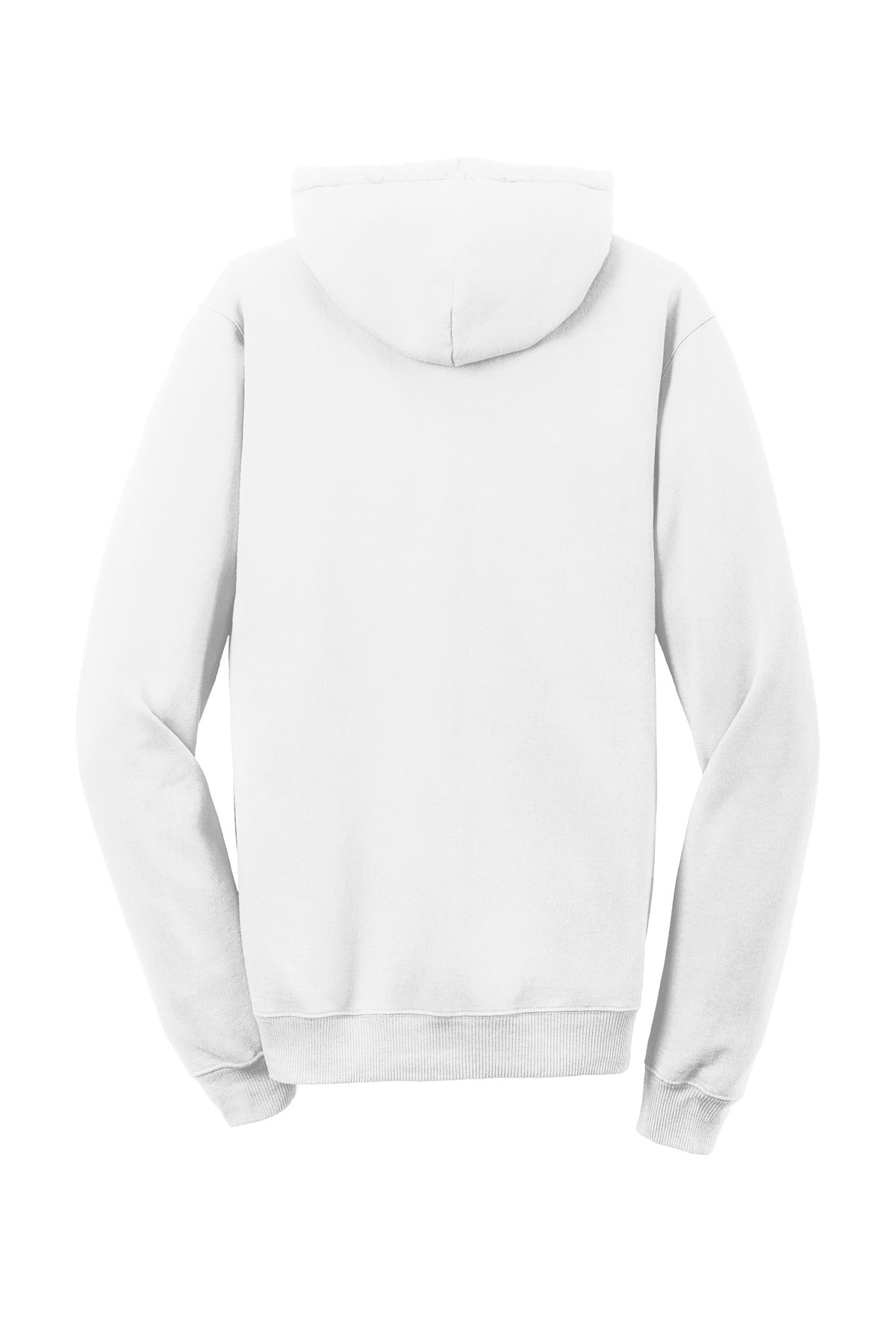 Rear View of White Port & Co Beach Wash Garment-Dyed Pullover Hooded Sweatshirt. PC098H
