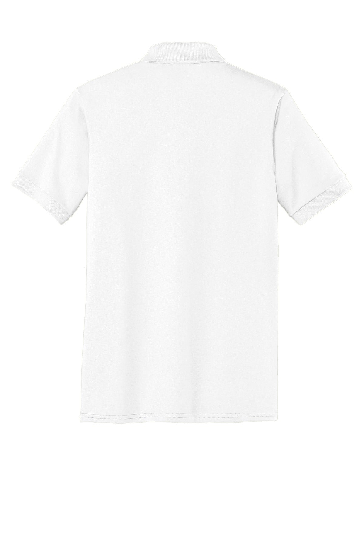 Rear View of White Port & Co Core Blend Jersey Knit Polo. KP55