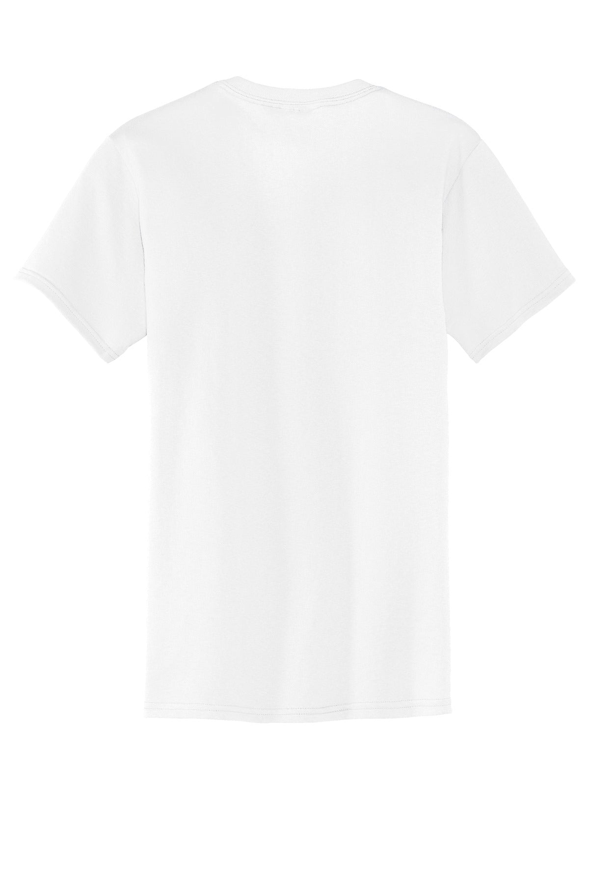 Rear View of White Port & Co Core Blend Pocket Tee. PC55P
