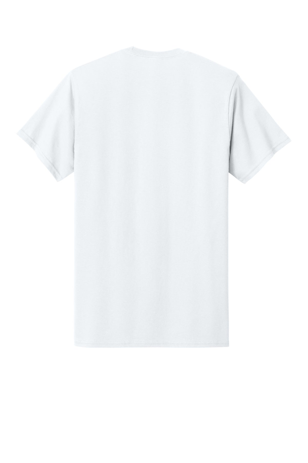 Rear View of White Port & Co Core Cotton Pocket Tee. PC54P