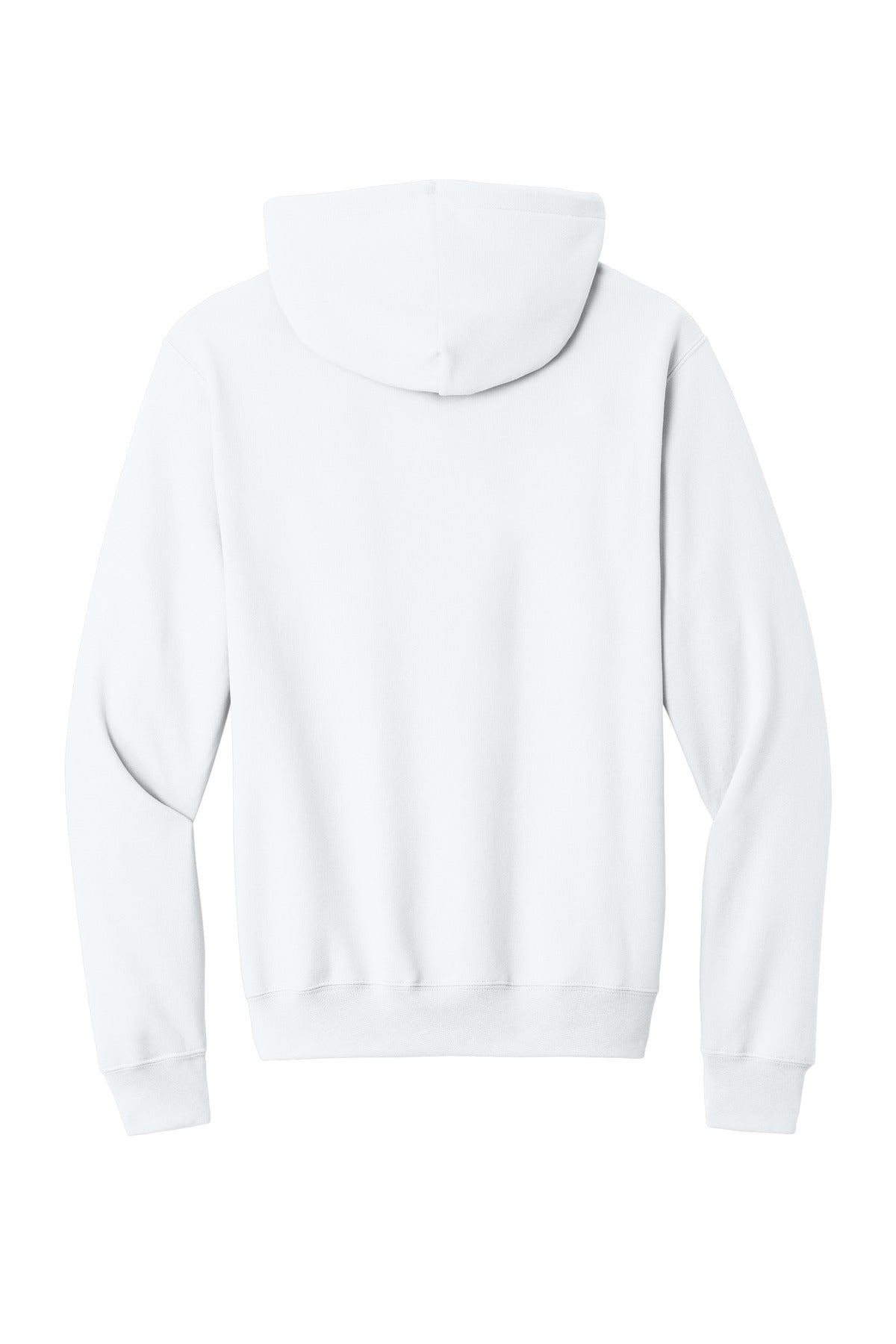 Rear View of White Port & Co Core Fleece Pullover Hooded Sweatshirt. PC78H