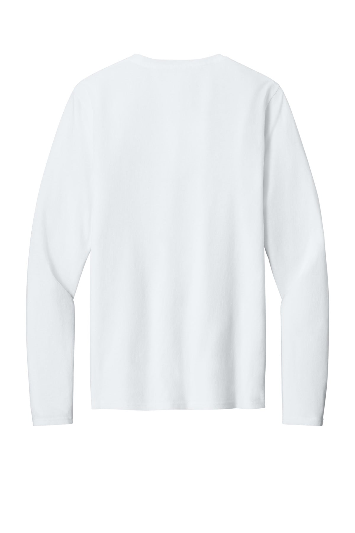 Rear View of White Port & Co Easy Cotton Long Sleeve Tee PC43LS