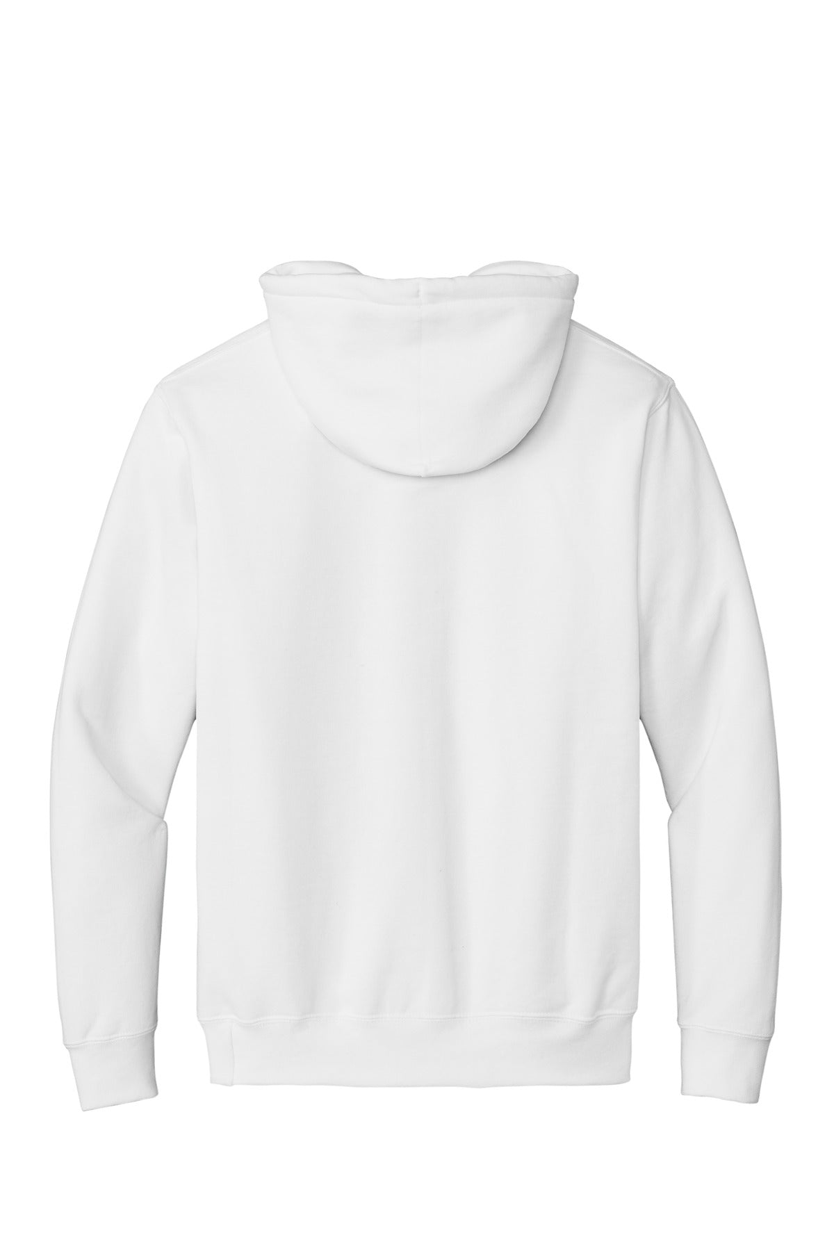 Rear View of White Port & Co Essential Fleece Pullover Hooded Sweatshirt. PC90H