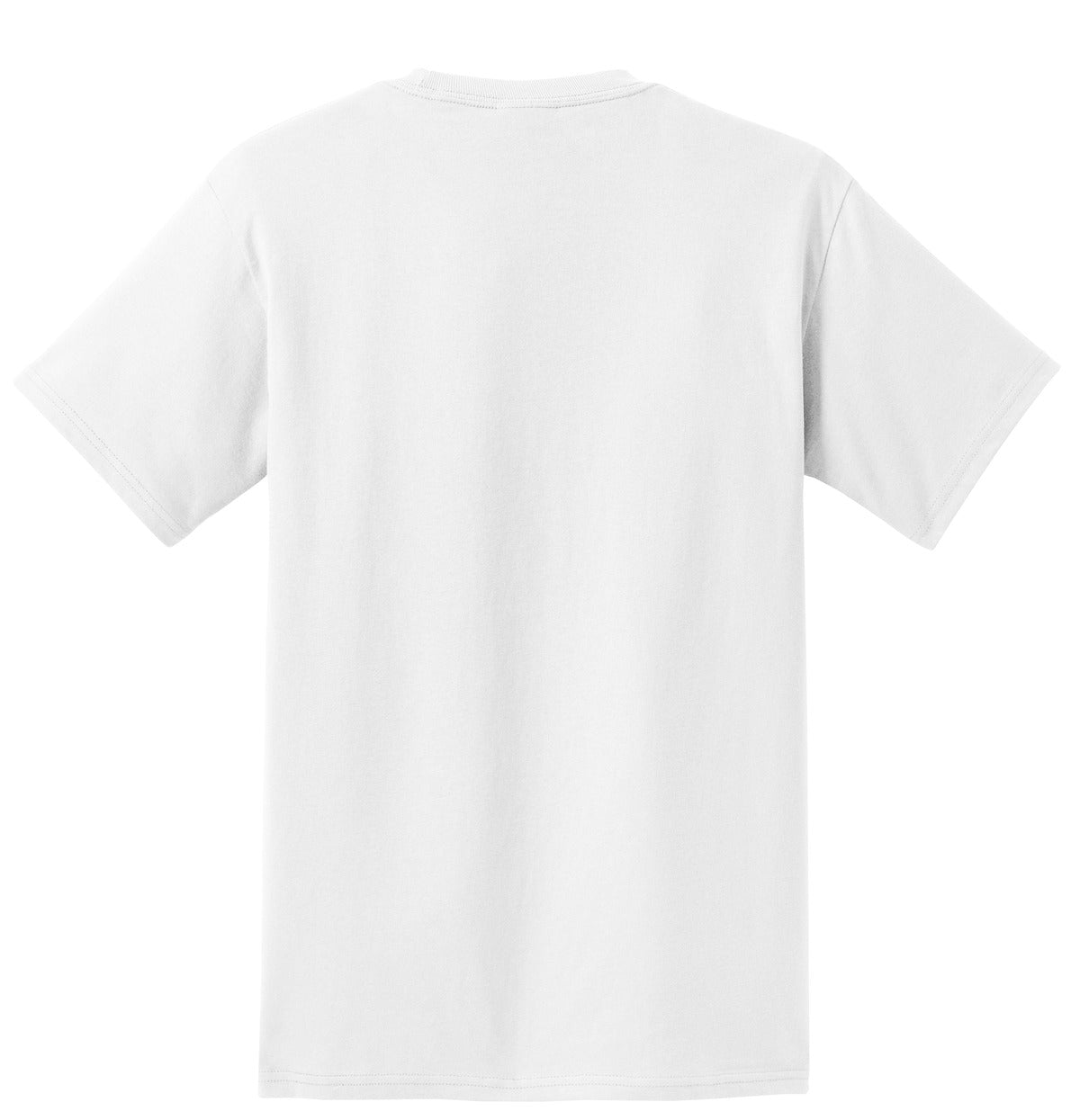 Rear View of White Port & Co Essential Pocket Tee. PC61P