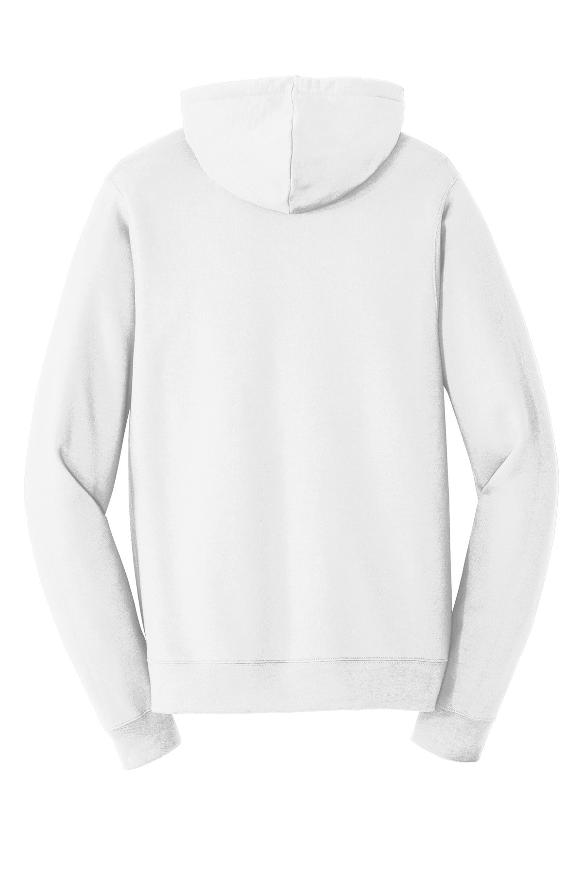 Rear View of White Port & Co Fan Favorite Fleece Pullover Hooded Sweatshirt. PC850H
