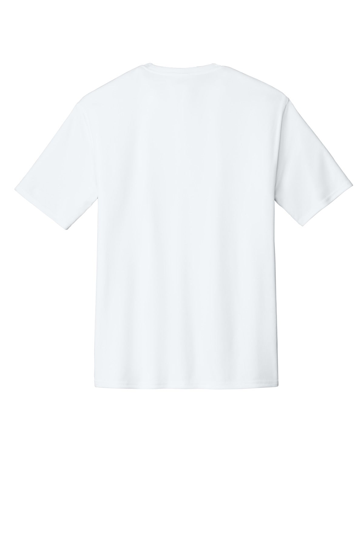 Rear View of White Port & Co Performance Tee. PC380