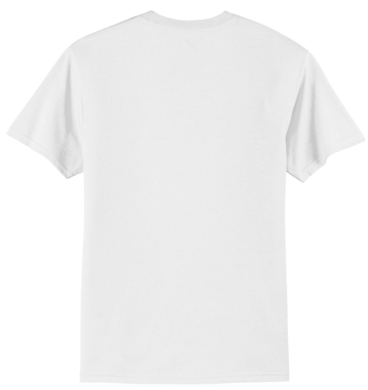 Rear View of White Port & Co Tall Core Blend Tee. PC55T