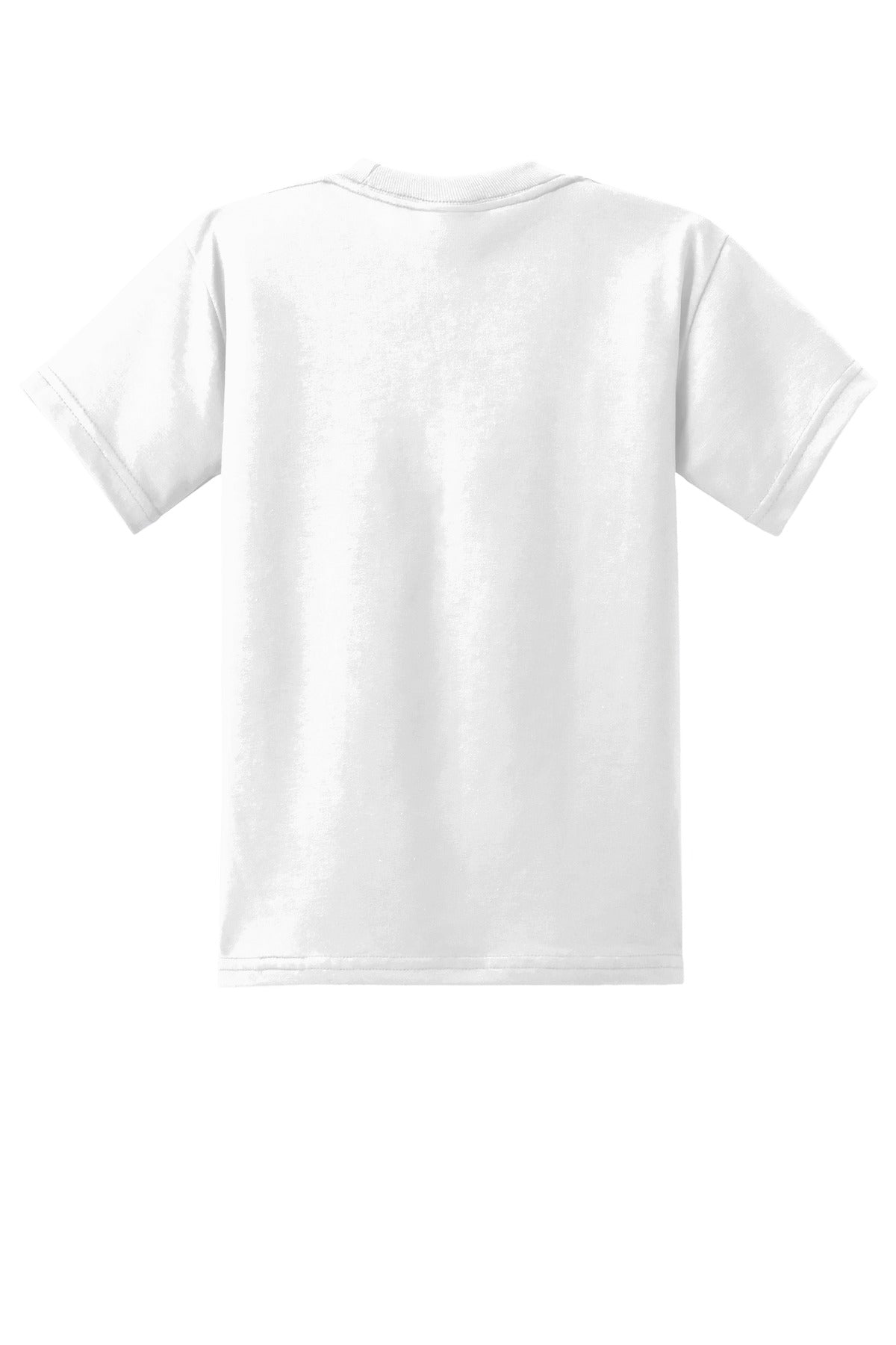 Rear View of White Port & Co Youth Core Blend Tee. PC55Y