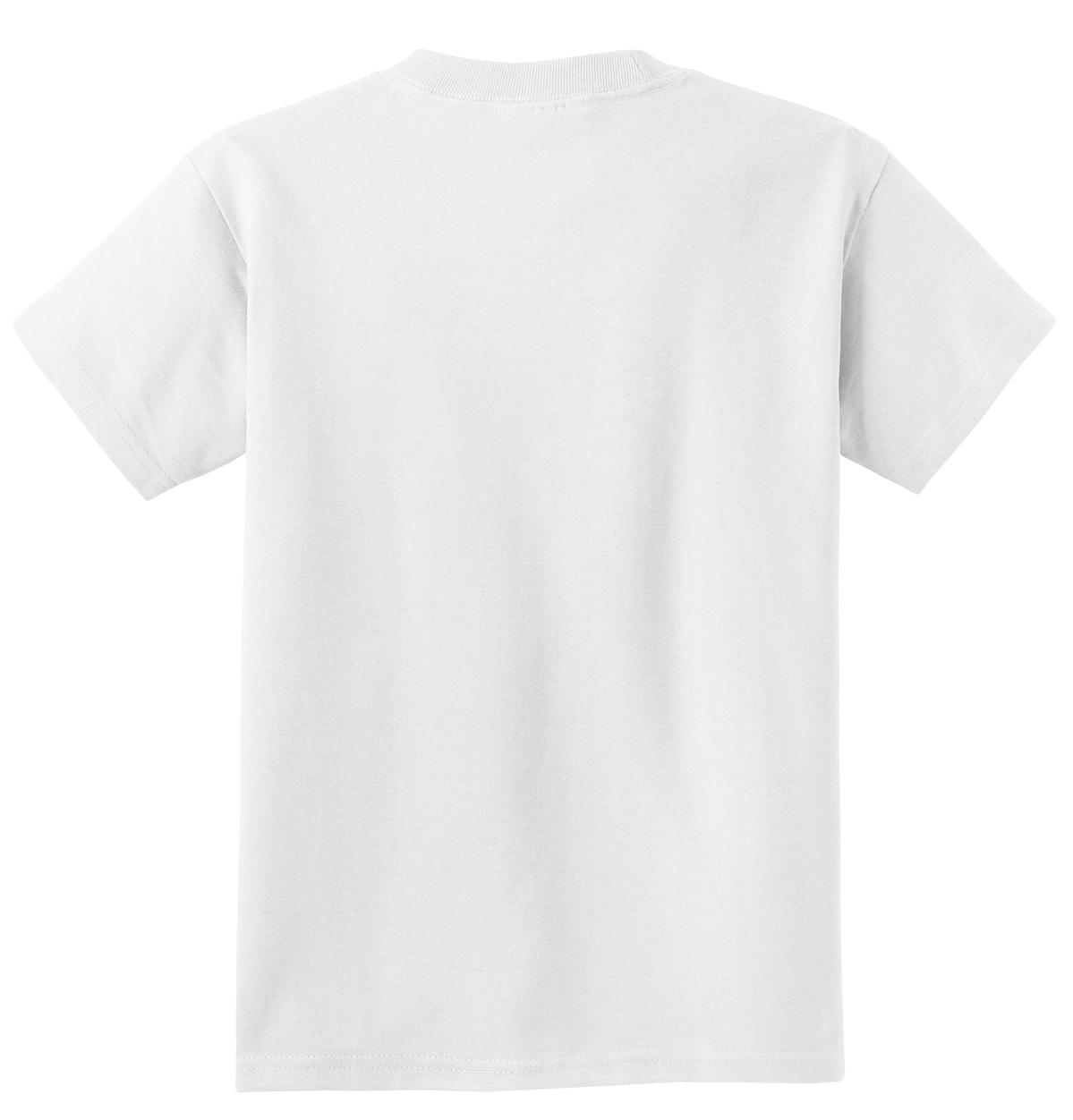 Rear View of White Port & Co Youth Core Cotton Tee. PC54Y