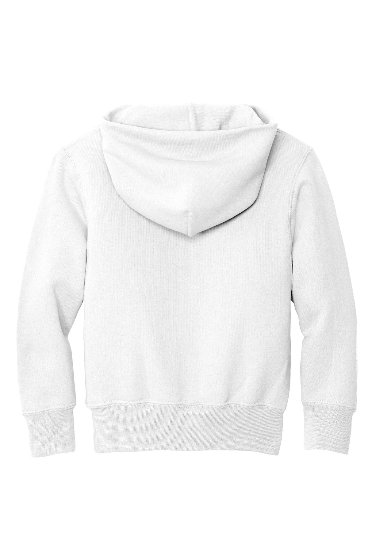 Rear View of White Port & Co Youth Core Fleece Pullover Hooded Sweatshirt. PC90YH