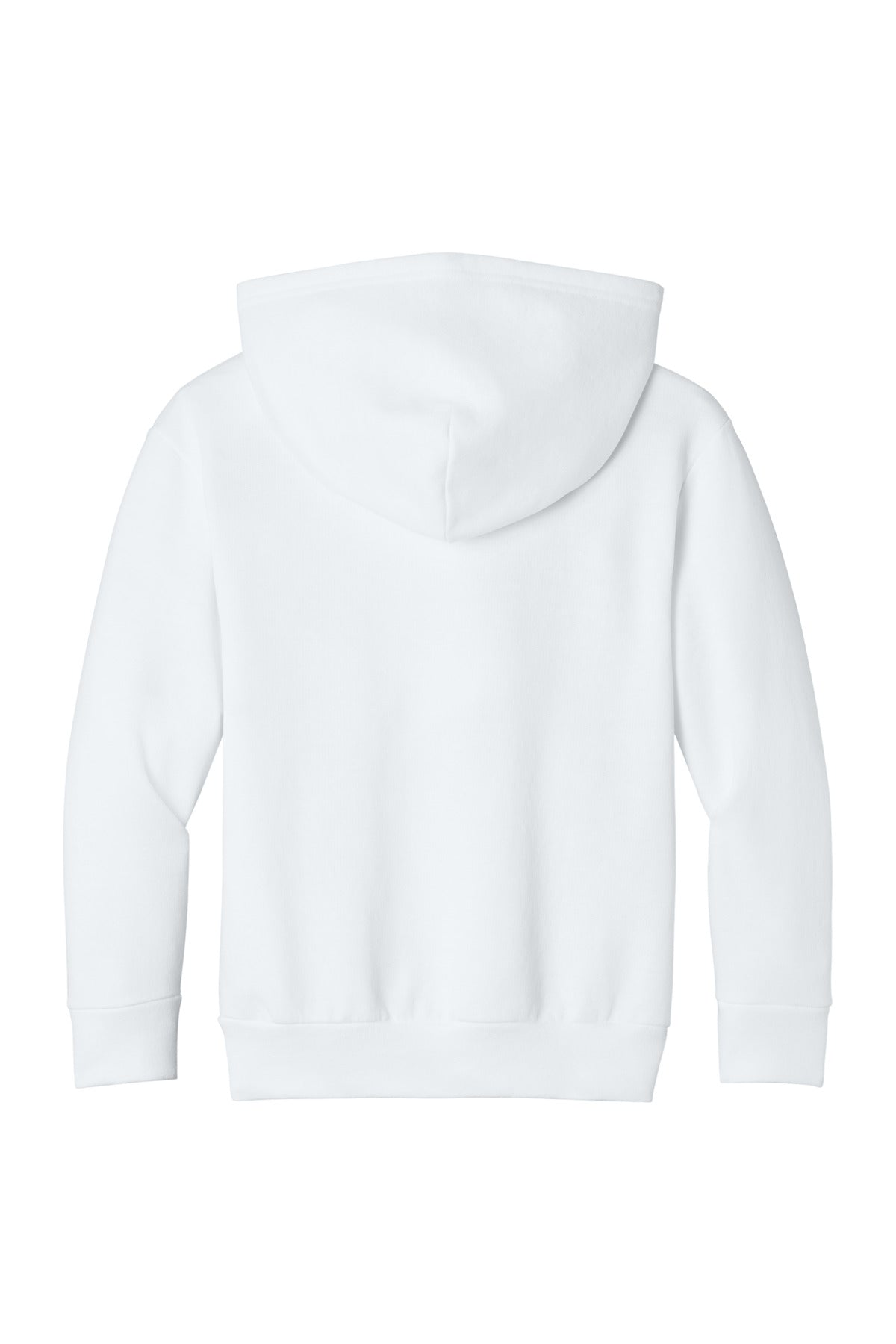 Rear View of White Port & Co Youth Easy Fleece Pullover Hooded Sweatshirt PC68YH