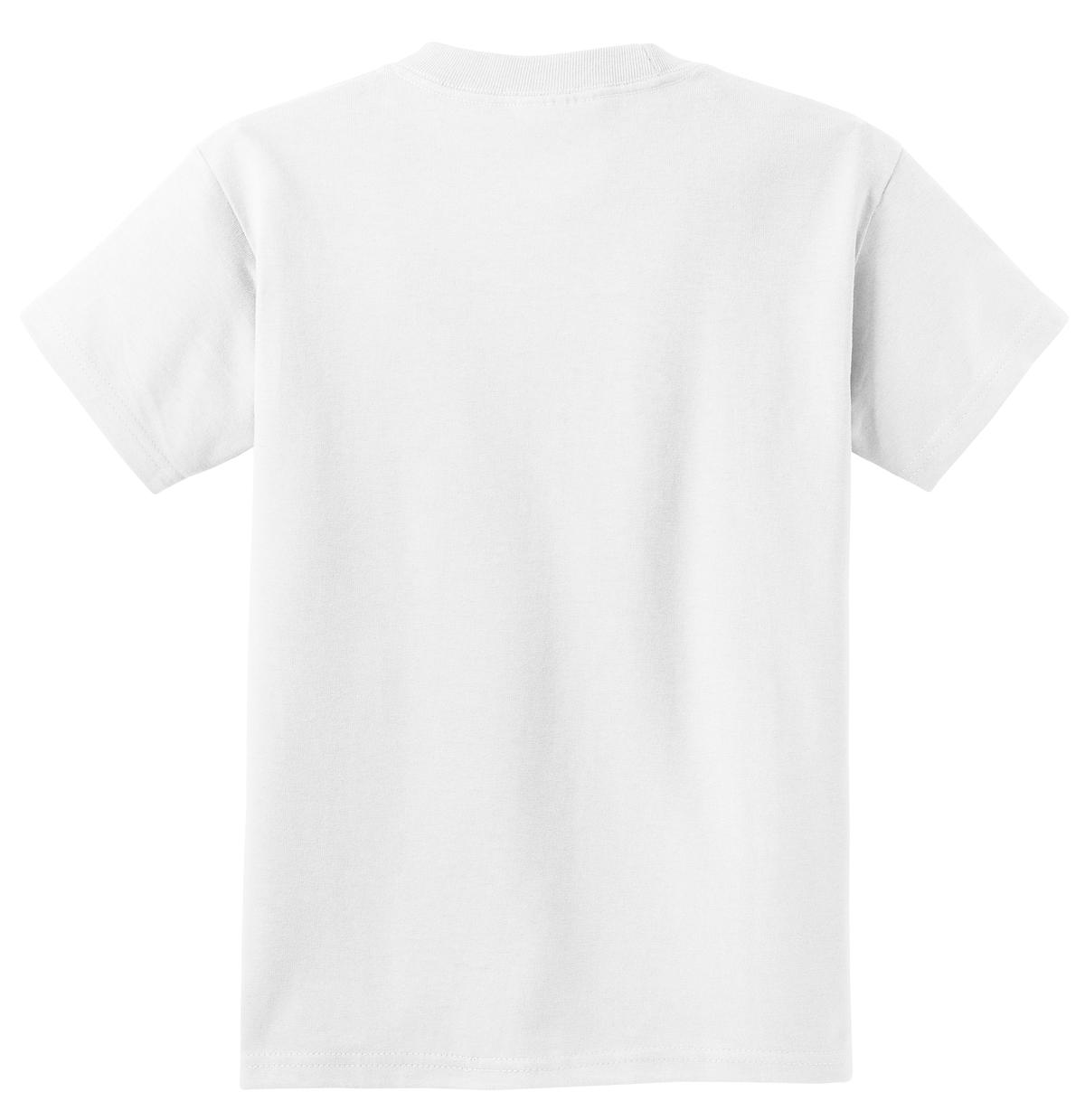 Rear View of White Port & Co Youth Essential Tee. PC61Y