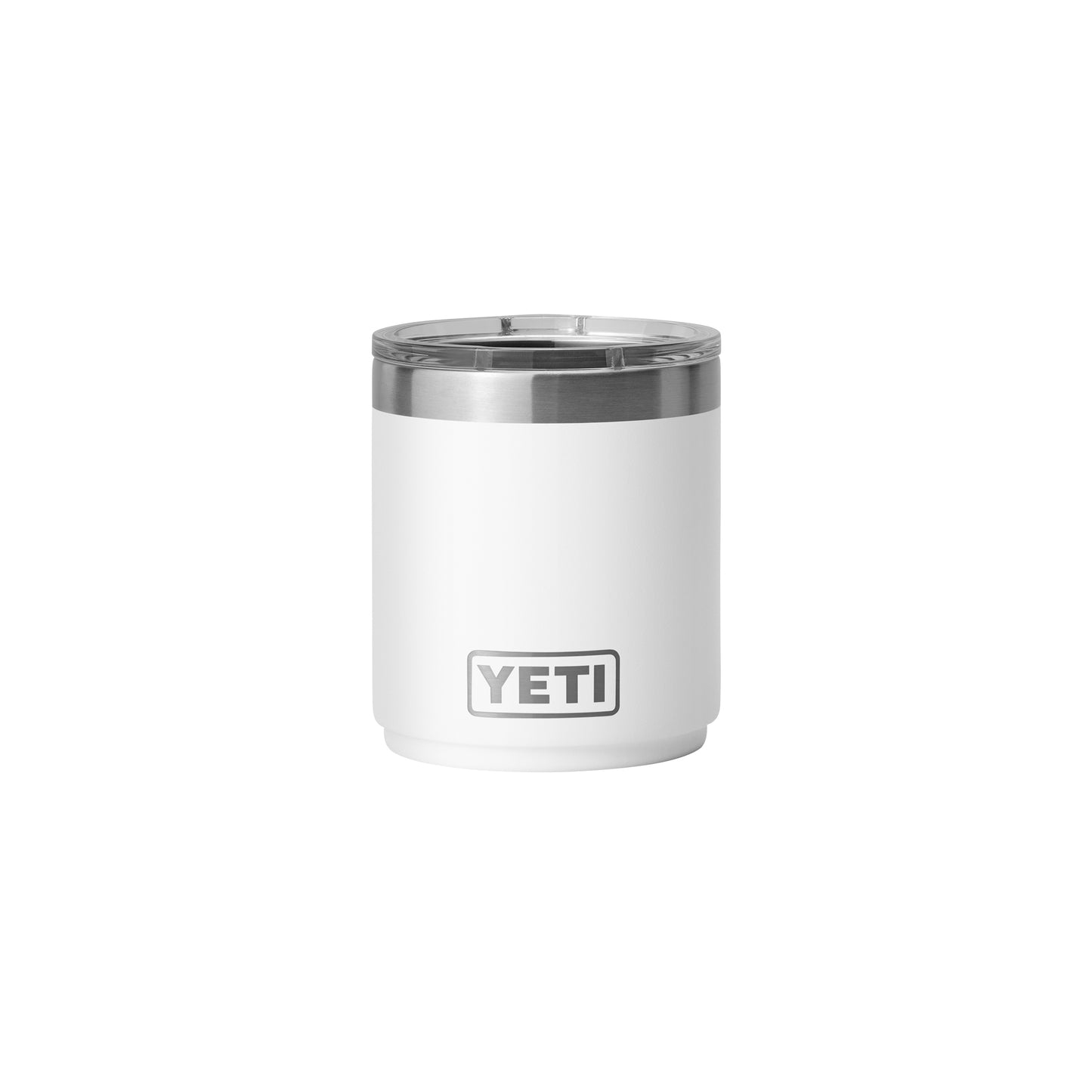 Rear View of White Rambler® 10 oz Stackable Lowball with MagSlider™ Lid plain