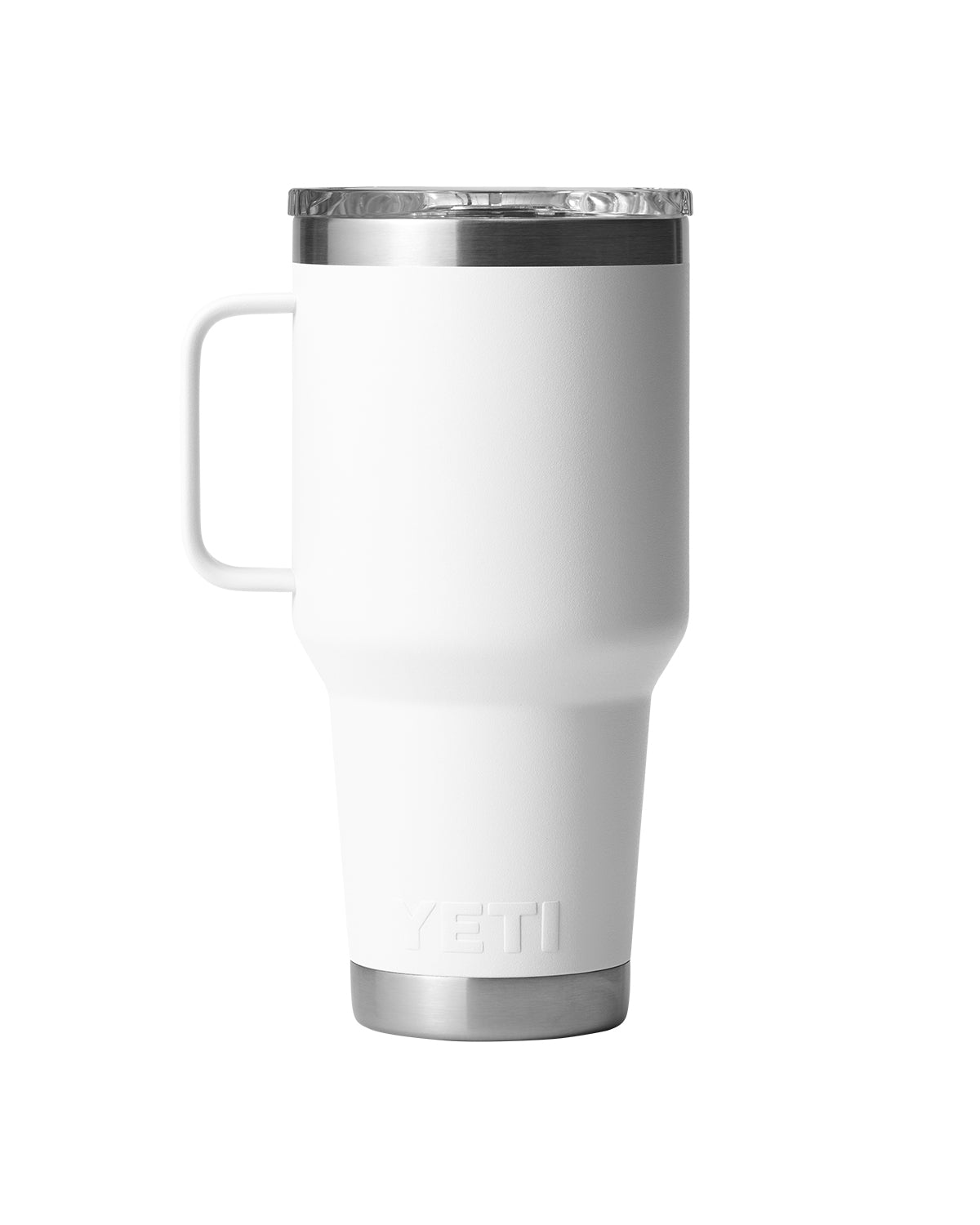 Rear View of White Rambler® 30 oz Travel Mug with StrongHold™ Lid plain