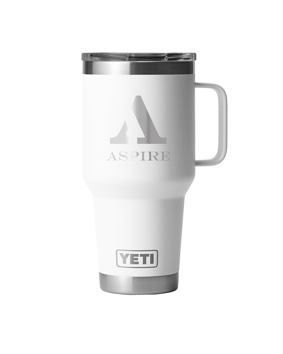 Rear View of White Rambler® 30 oz Travel Mug with StrongHold™ Lid