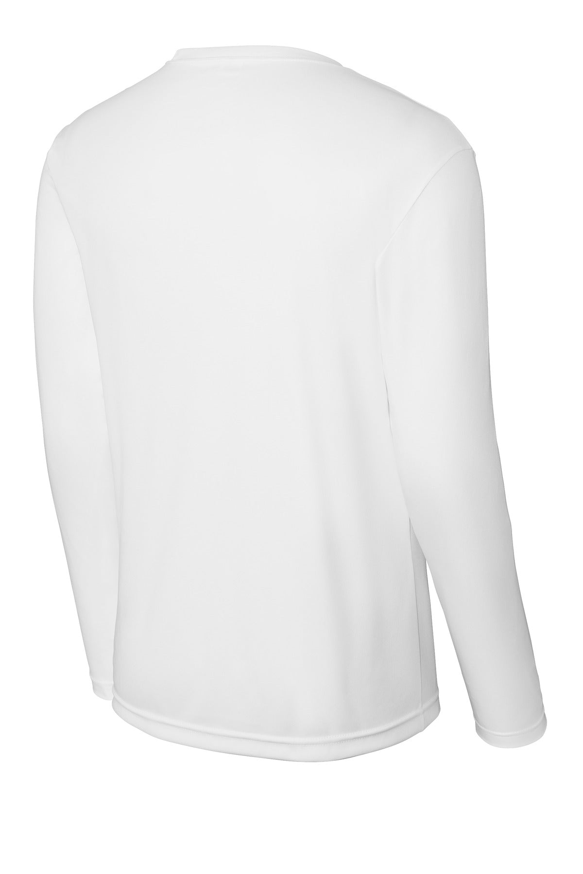 Rear View of White Sport-Tek Long Sleeve PosiCharge Competitor Tee. ST350LS