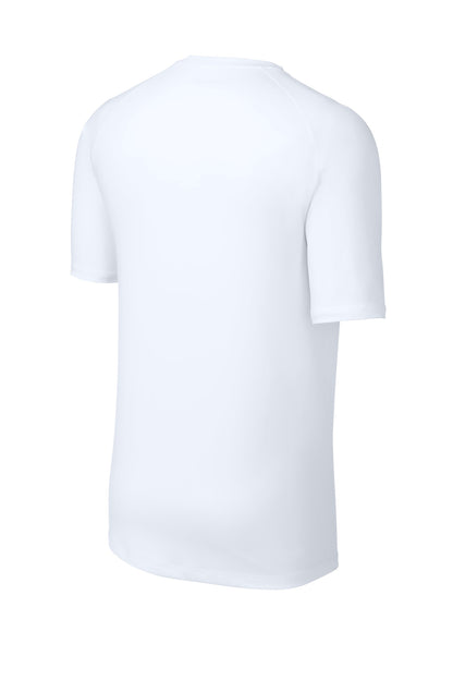 Rear View of White Sport-Tek PosiCharge Compression 1/2-Sleeve Tee ST120