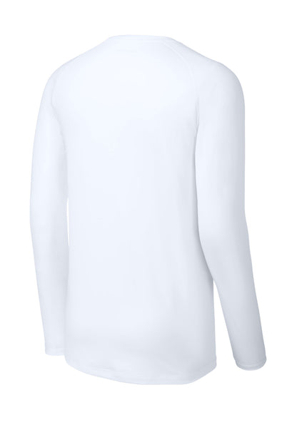 Rear View of White Sport-Tek PosiCharge Compression Long Sleeve Tee ST120LS