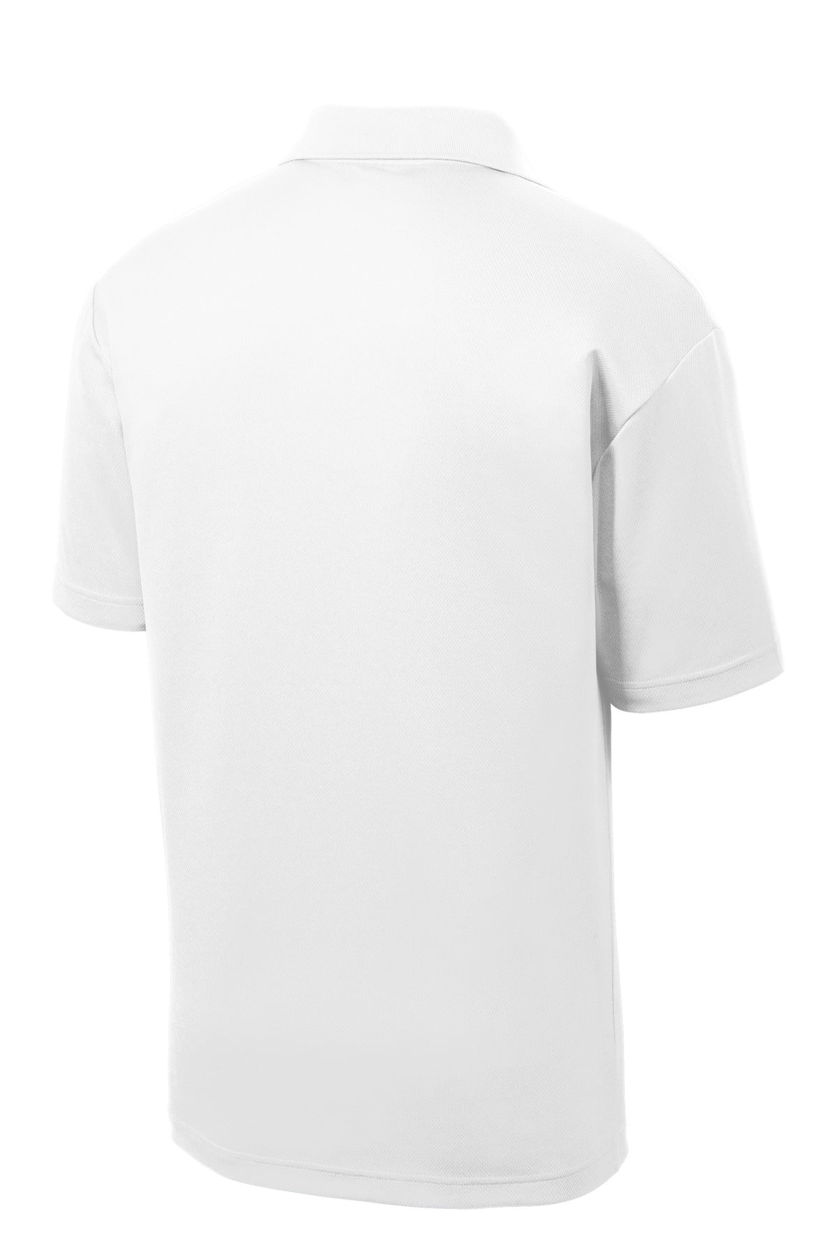 Rear View of White Sport-Tek PosiCharge RacerMesh Polo. ST640