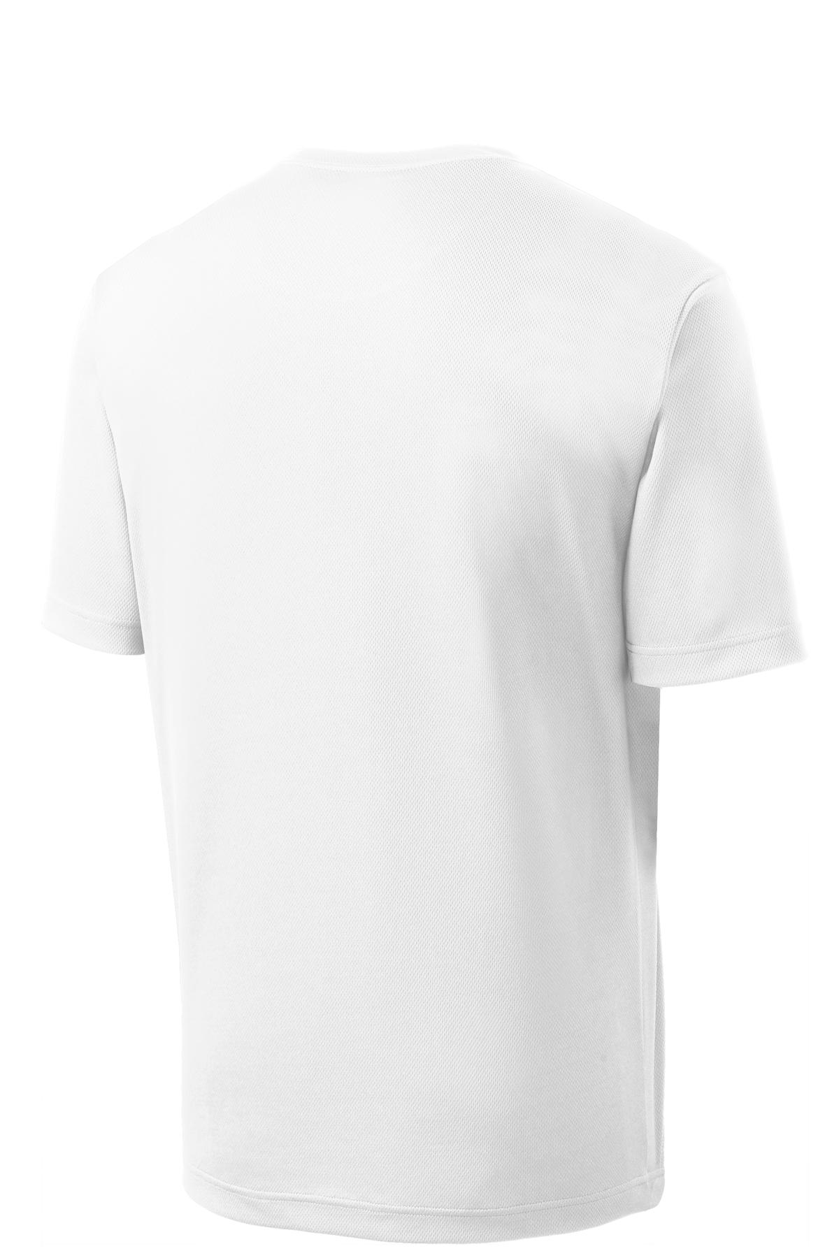 Rear View of White Sport-Tek PosiCharge RacerMesh Tee. ST340