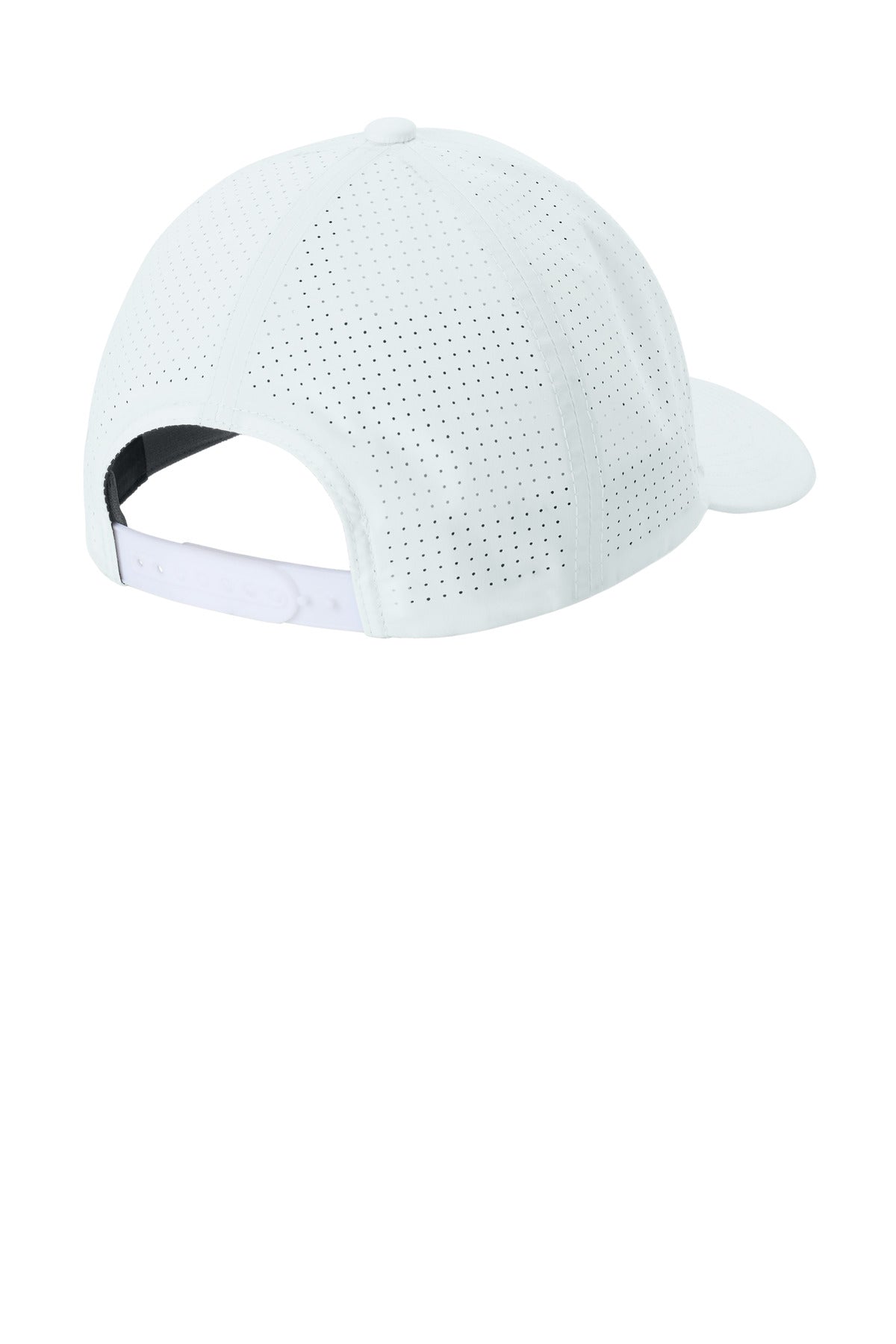 Rear View of White Sport-Tek Pro-Cut Adjustable Cap STC65