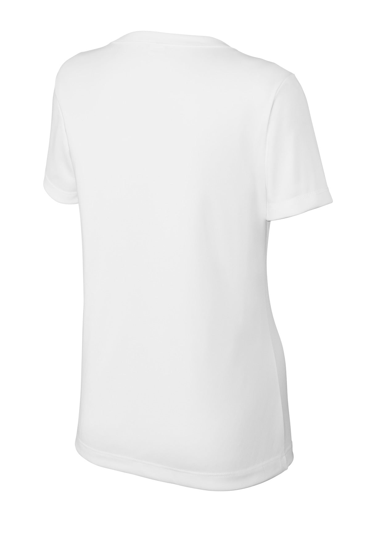 Rear View of White Sport-Tek Women's PosiCharge Competitor V-Neck Tee. LST353