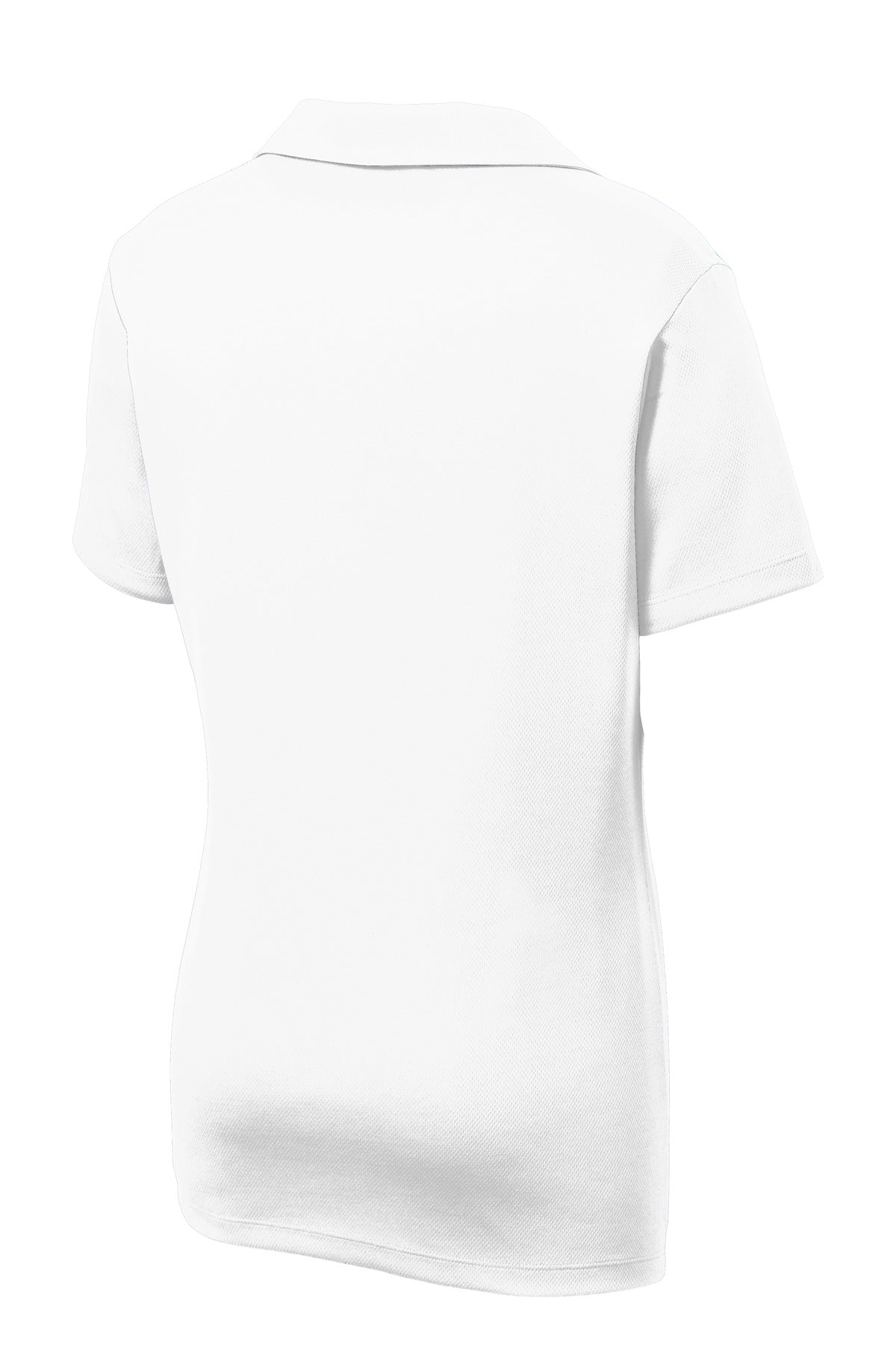 Rear View of White Sport-Tek Women's PosiCharge RacerMesh Polo. LST640