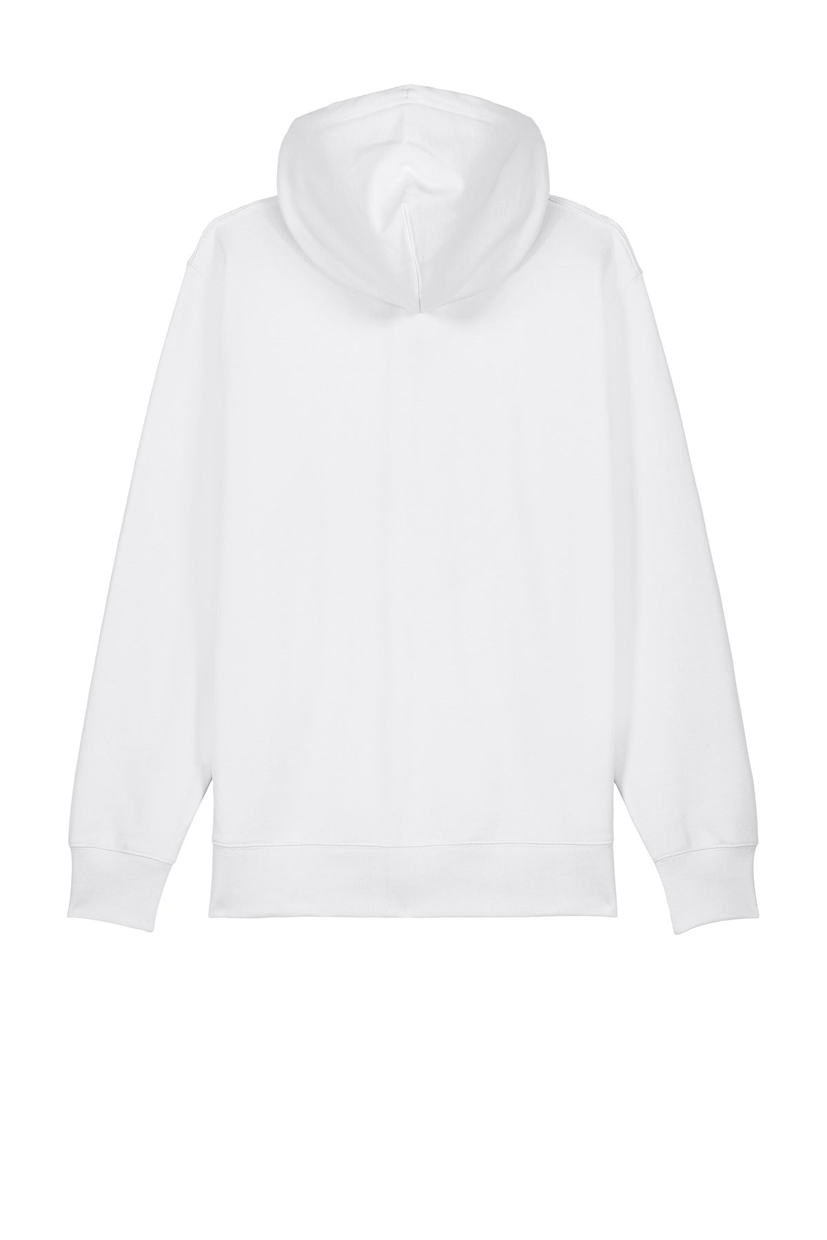 Rear View of White Stanley/Stella Unisex Cultivator 2.0 Full-Zip Hooded Sweatshirt SXU005